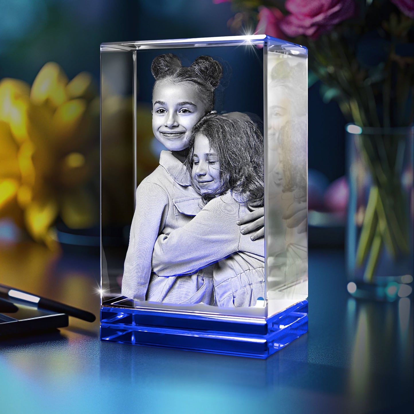 Blue Skirt Keepsake 3D Portrait or Landscape - 3D Custom Engrave - Mother's Day, Valentine's Day, Father's Day, Birthday, Anniversary