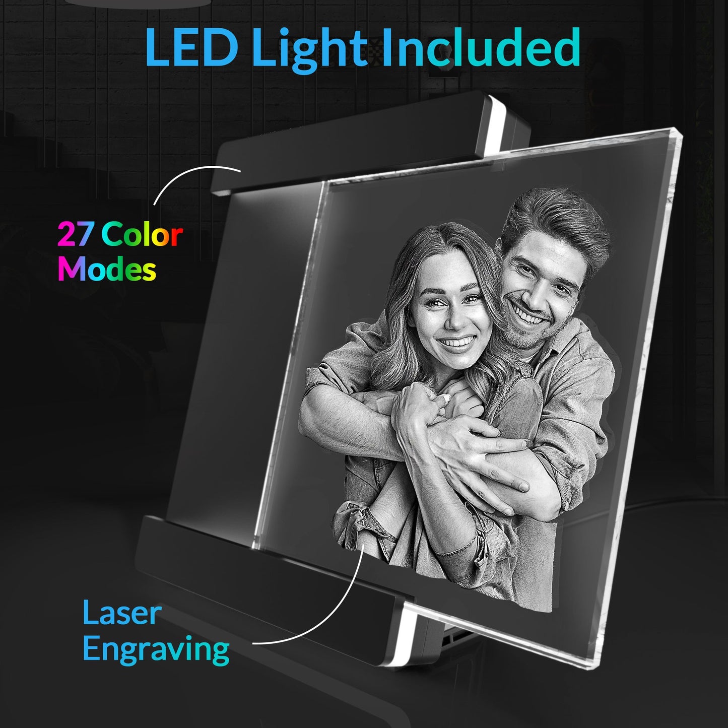 2D Lighted Crystal Frame - Engraved - Mother's Day, Father's Day, Birthday, Anniversary, Memorial - Personalized - Customized