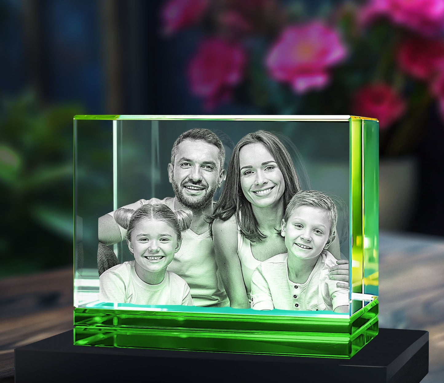 Green Skirt Keepsake 3D Portrait or Landscape - 3D Custom Engrave - Mother's Day, Valentine's Day, Father's Day, Birthday, Anniversary