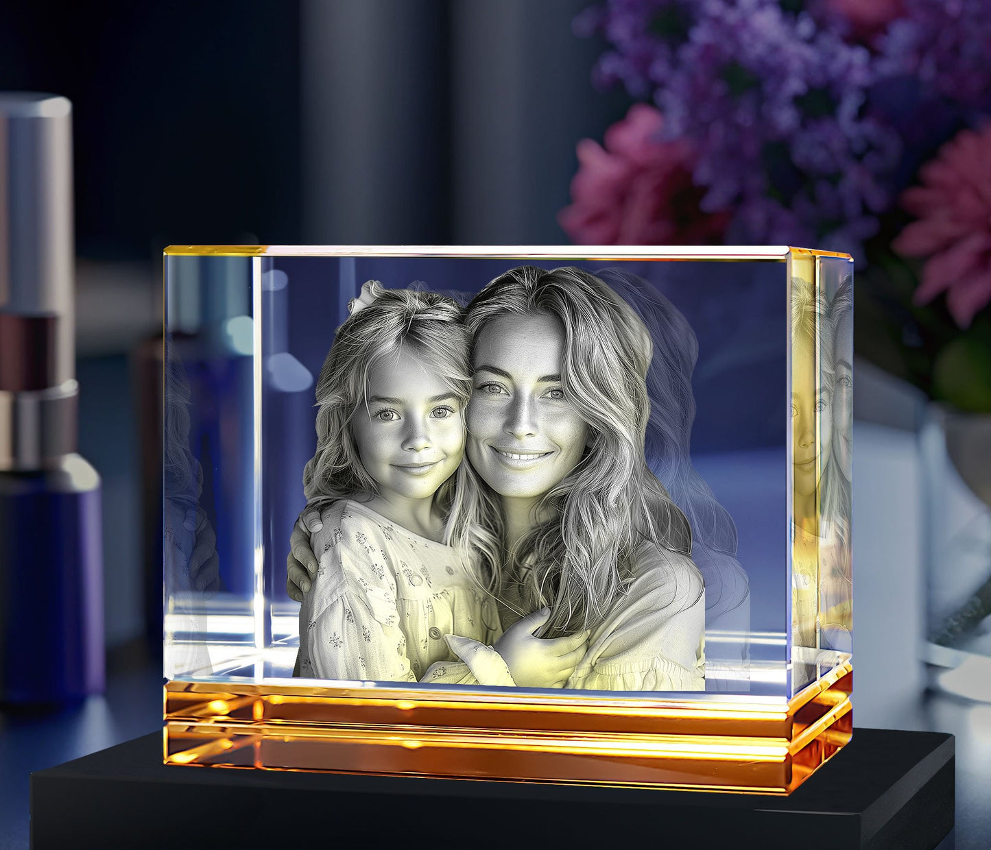 Amber Skirt Keepsake 3D Portrait or Landscape - 3D Custom Engrave - Mother's Day, Valentine's Day, Father's Day, Birthday, Anniversary