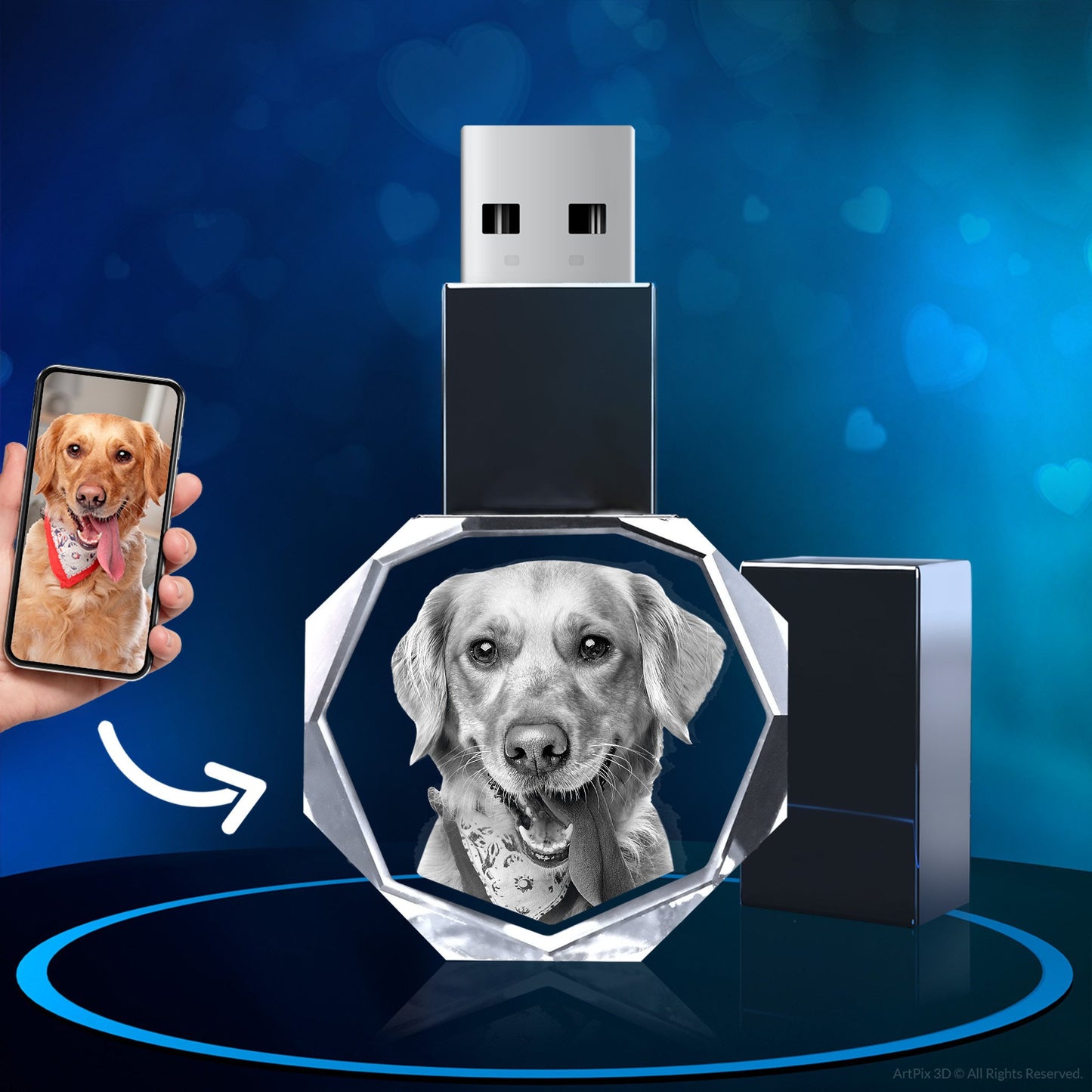 Engraved 16GB Flash Drive - Engraving, Personalized, Customized - Octagon