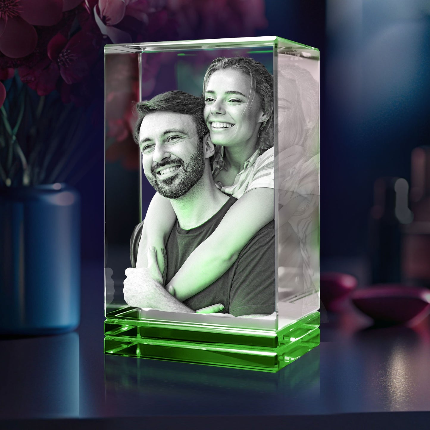 Green Skirt Keepsake 3D Portrait or Landscape - 3D Custom Engrave - Mother's Day, Valentine's Day, Father's Day, Birthday, Anniversary