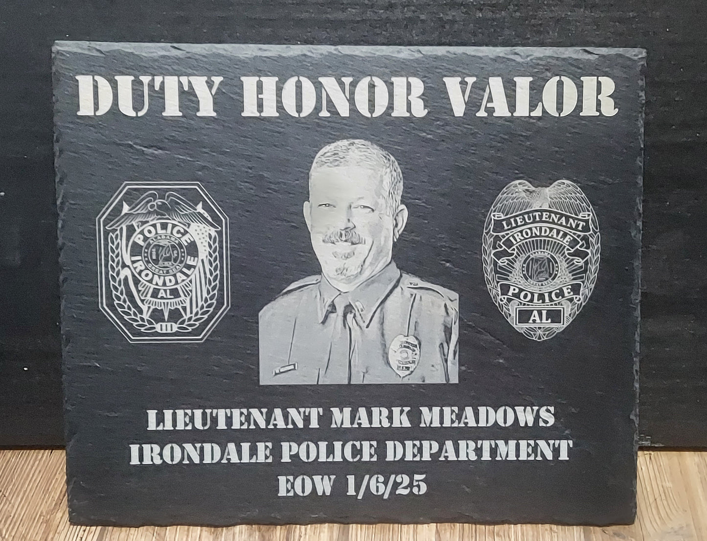 Custom Police Officer designed laser engraved slate 12x10 memorial plaque - Law Enforcement Memorial Plaque, Sheriff Deputy, Police, EOW