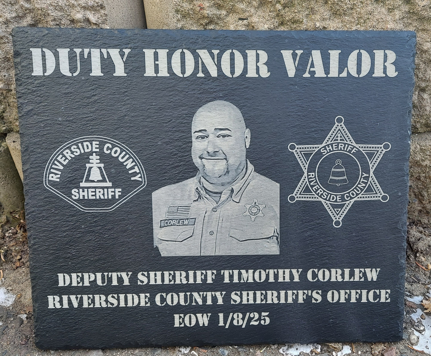 Custom Police Officer designed laser engraved slate 12x10 memorial plaque - Law Enforcement Memorial Plaque, Sheriff Deputy, Police, EOW