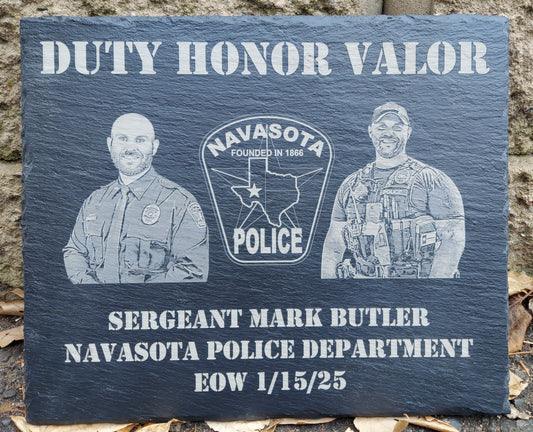 Custom Police Officer designed laser engraved slate 12x10 memorial plaque - Law Enforcement Memorial Plaque, Sheriff Deputy, Police, EOW