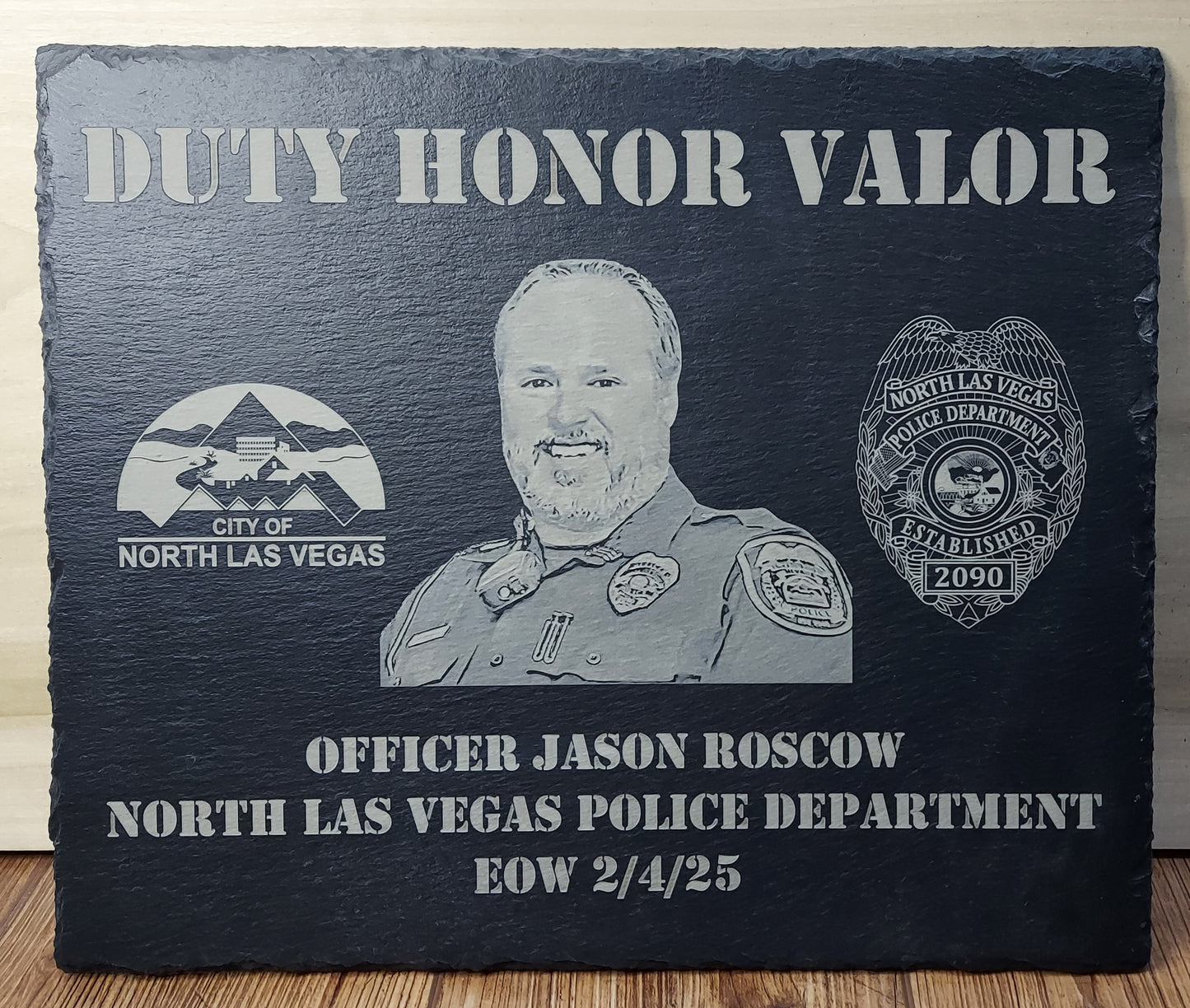 Custom Police Officer designed laser engraved slate 12x10 memorial plaque - Law Enforcement Memorial Plaque, Sheriff Deputy, Police, EOW