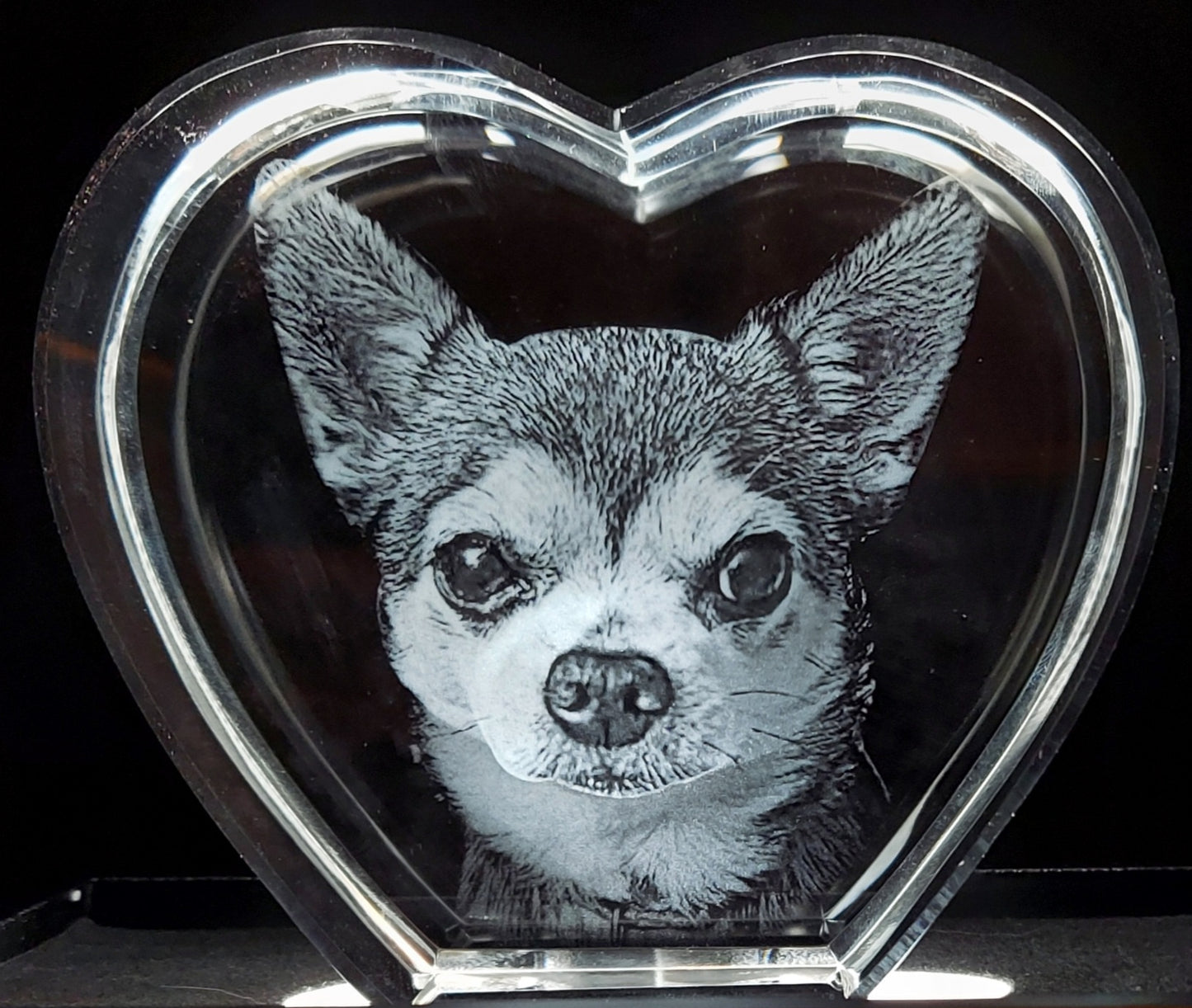 Heart Shaped 3D Crystal Engraved Photo | Personalized & Custom Heart Crystal | LED Base optional | Love Keepsake l Memorial l Father's Day