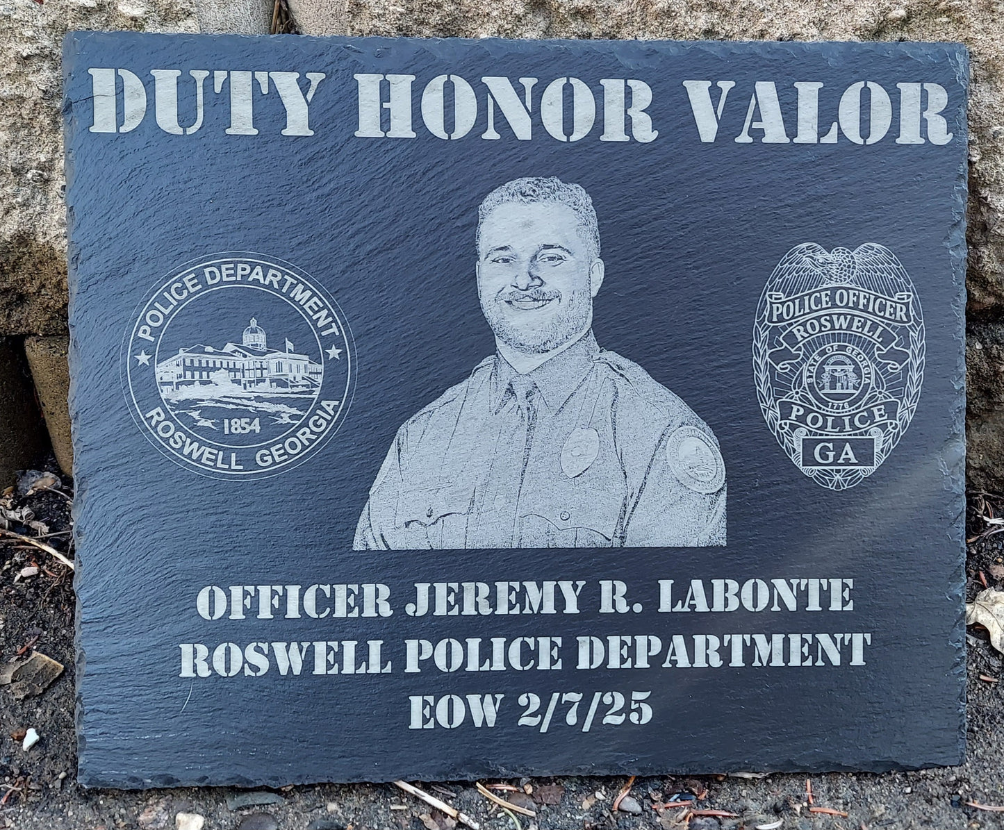 Custom Police Officer designed laser engraved slate 12x10 memorial plaque - Law Enforcement Memorial Plaque, Sheriff Deputy, Police, EOW