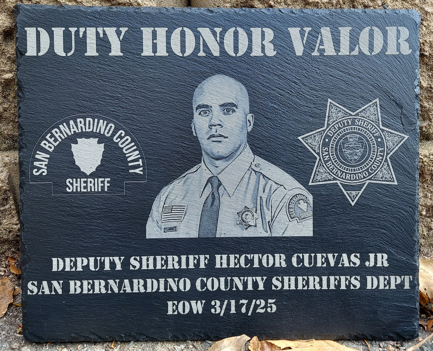 Custom Police Officer designed laser engraved slate 12x10 memorial plaque - Law Enforcement Memorial Plaque, Sheriff Deputy, Police, EOW