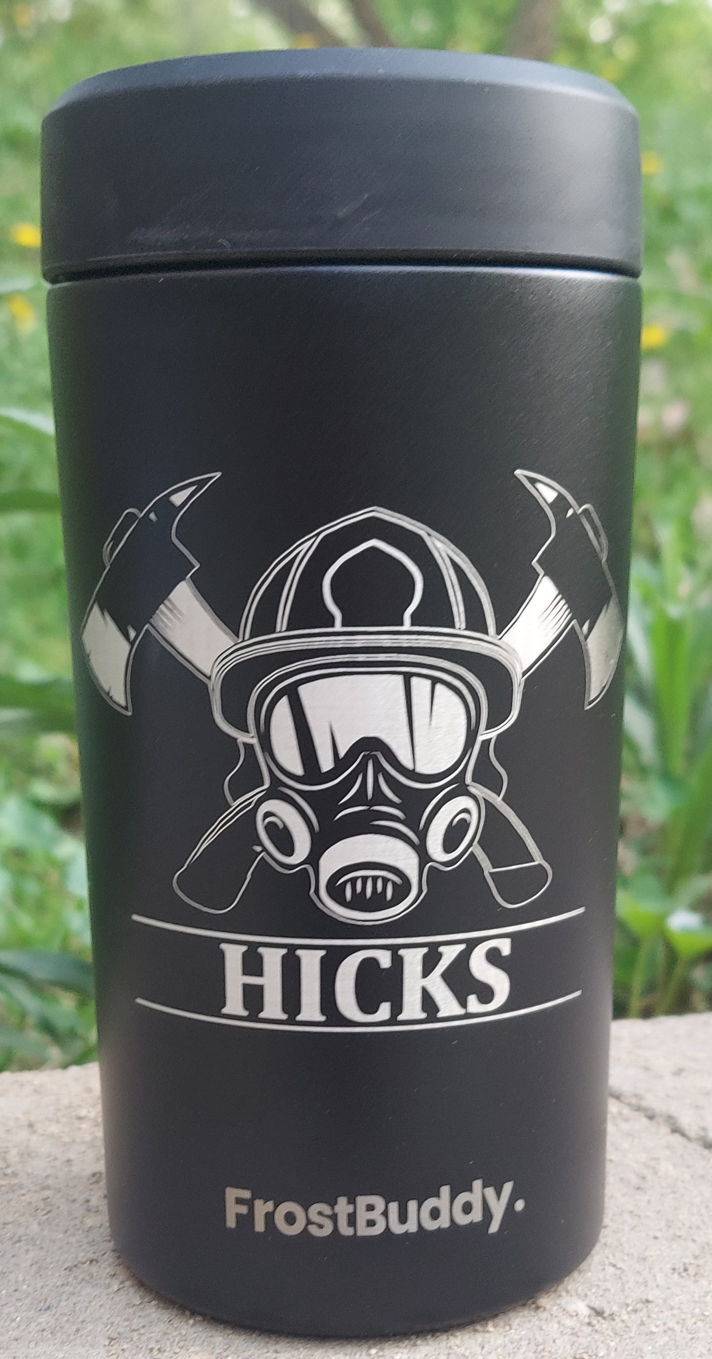 Custom Engraved Frost Buddy Universal Buddy 2.0 Can Cooler - Firefighter, Fireman, Fire, Fire Department, Badge, Patch, Fire Maltese