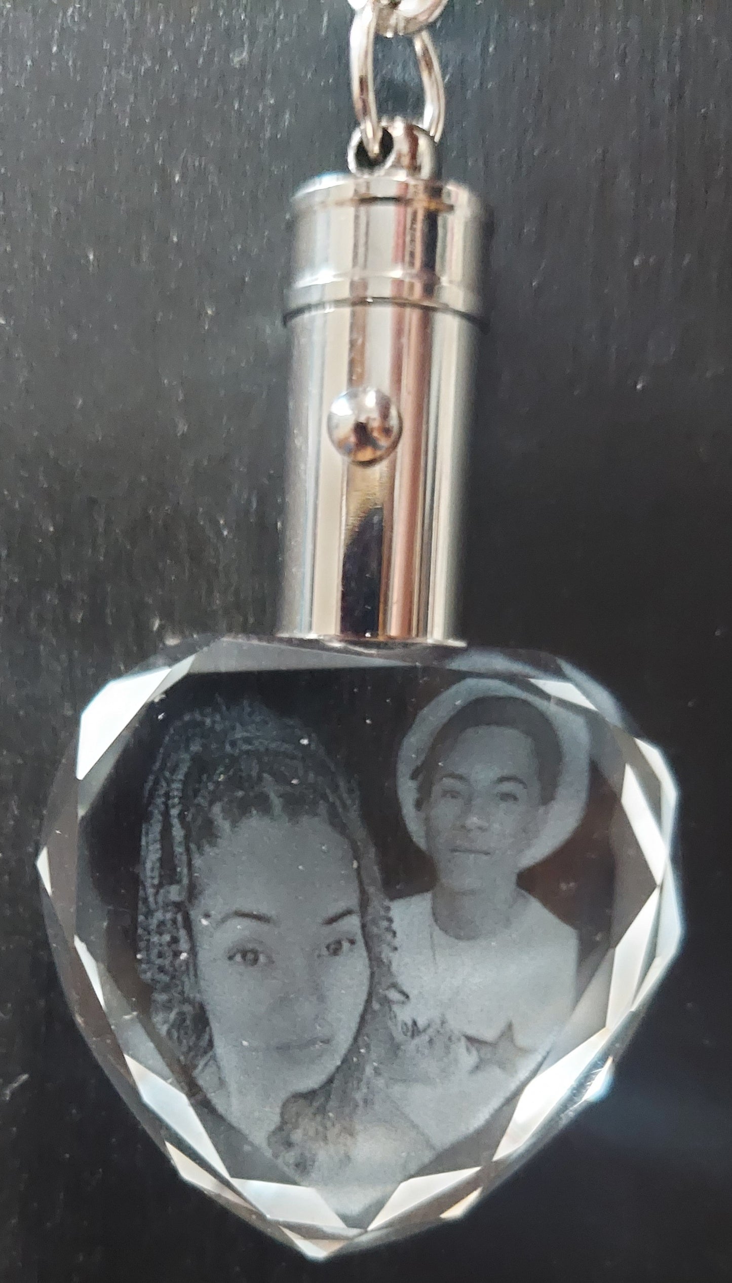 3D Photo Crystal Heart Shaped Keychain Engraved with your photo Personalized Gift, Mother's Day, Father's Day, Valentine's, Mom, Dad, Pet