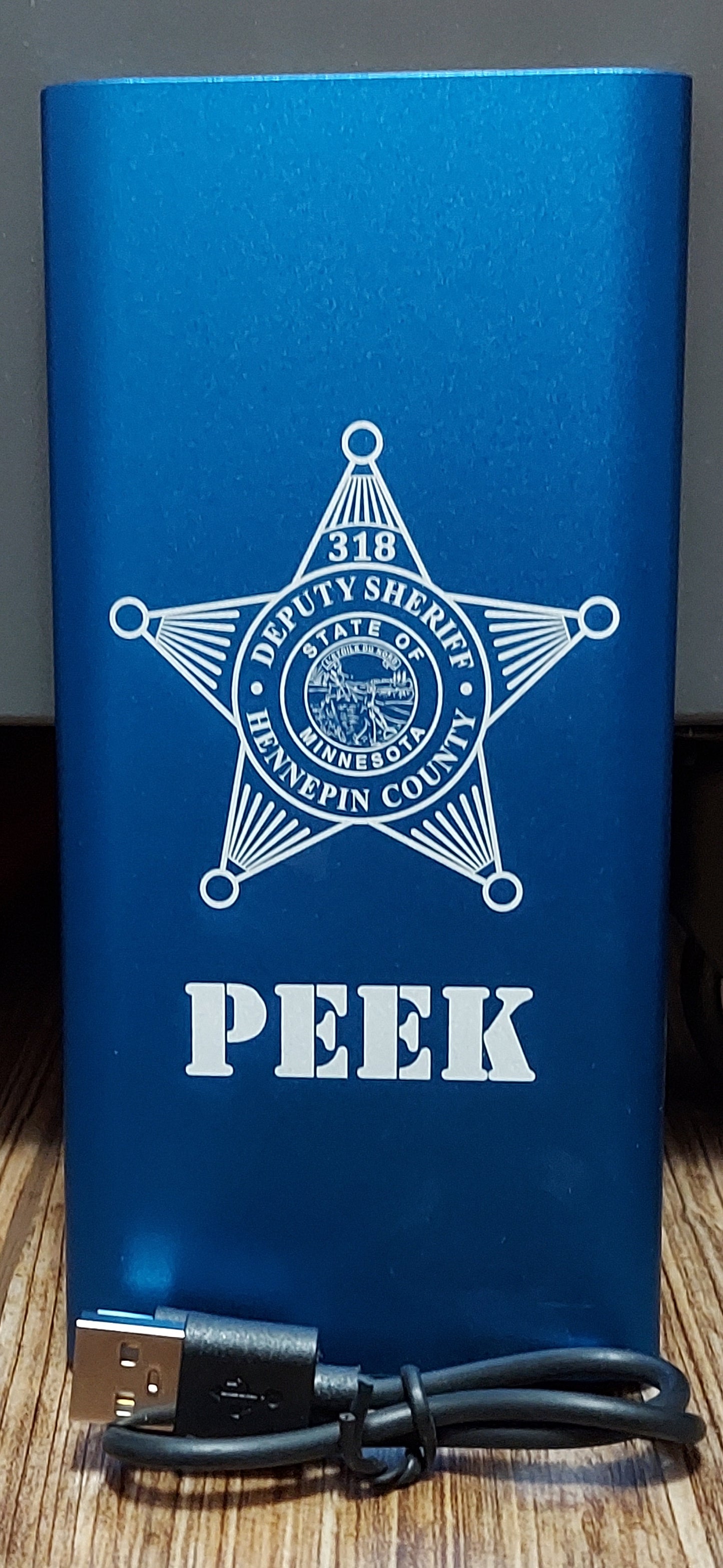 8000 mAh Power Bank with USB Cord, Wireless Charger, Portable, Battery Pack, Personalized, Laser Engraved, Travel Charge, Police / Fire