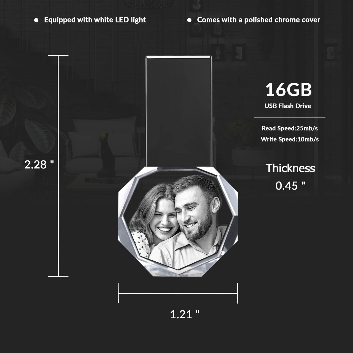 Engraved 16GB Flash Drive - Engraving, Personalized, Customized - Octagon