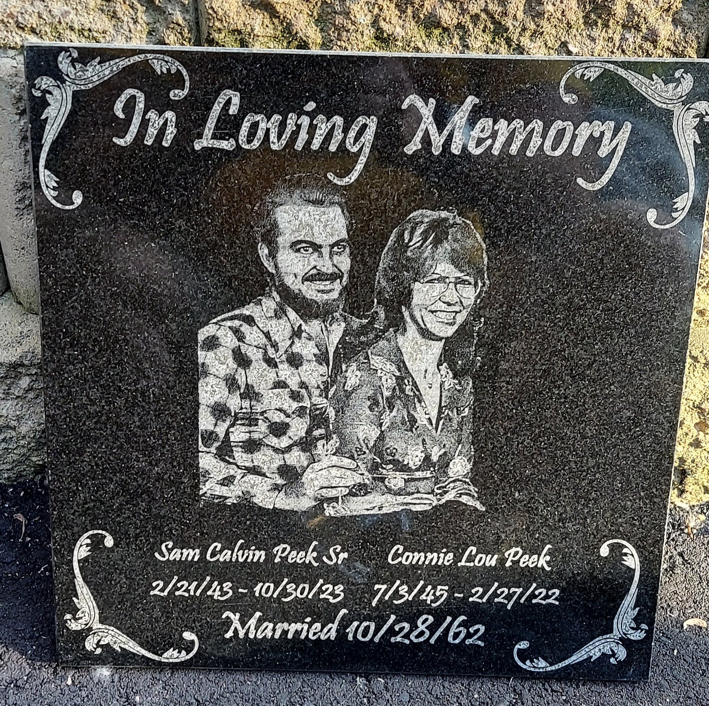 Custom engraved granite memorial