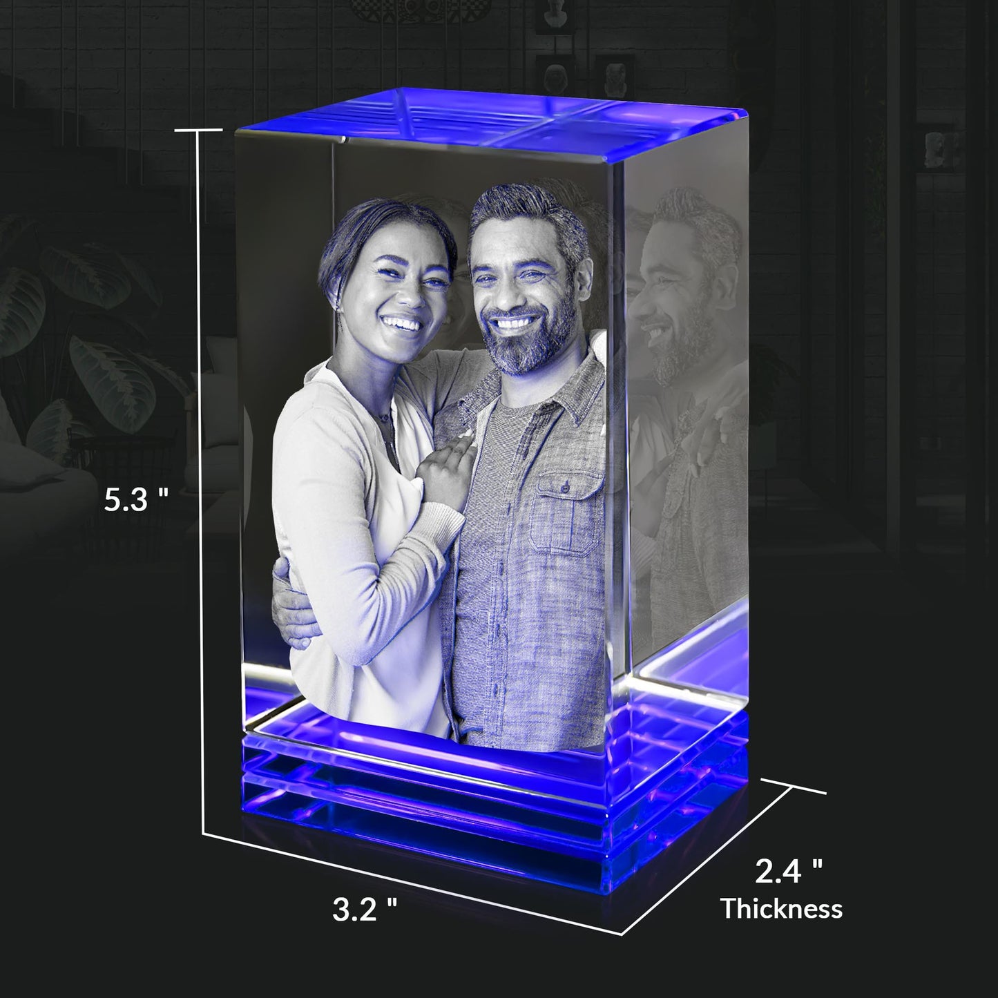 Blue Skirt Keepsake 3D Portrait or Landscape - 3D Custom Engrave - Mother's Day, Valentine's Day, Father's Day, Birthday, Anniversary