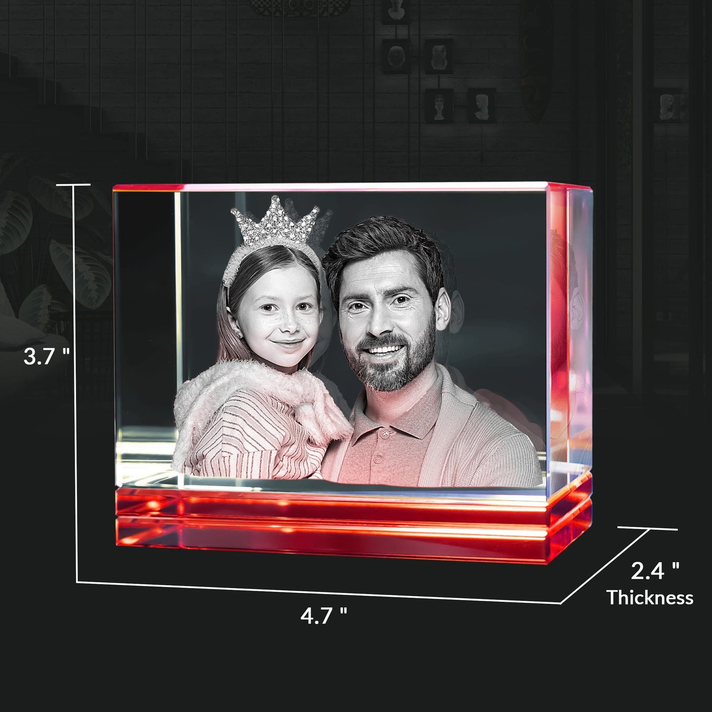 Red Skirt Keepsake 3D Portrait or Landscape - 3D Custom Engrave - Mother's Day, Valentine's Day, Father's Day, Birthday, Anniversary