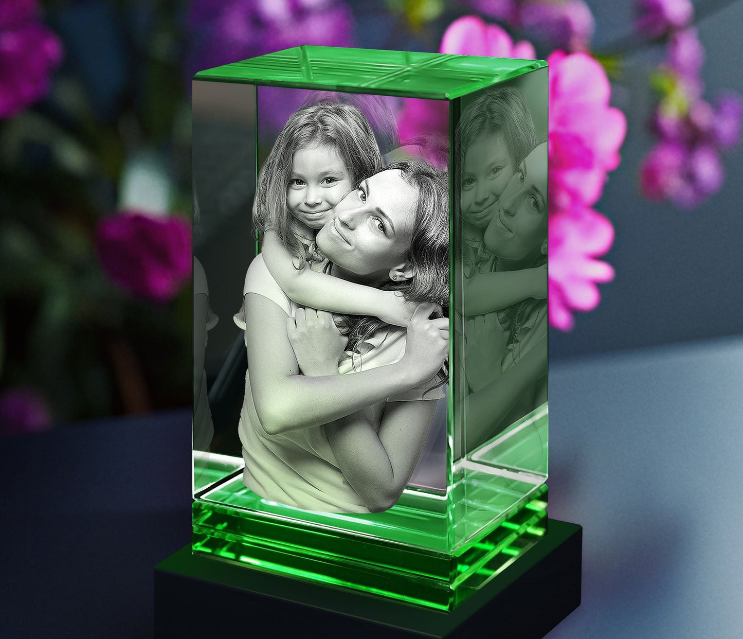 Green Skirt Keepsake 3D Portrait or Landscape - 3D Custom Engrave - Mother's Day, Valentine's Day, Father's Day, Birthday, Anniversary