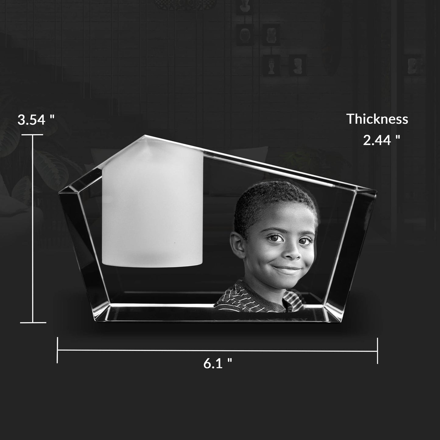 3D Crystal Photo Prism Candle Holder - Portrait Engraved with your photo - Mother's Day, Father's Day, Memorial, Mom, Dad, Wife, Pet