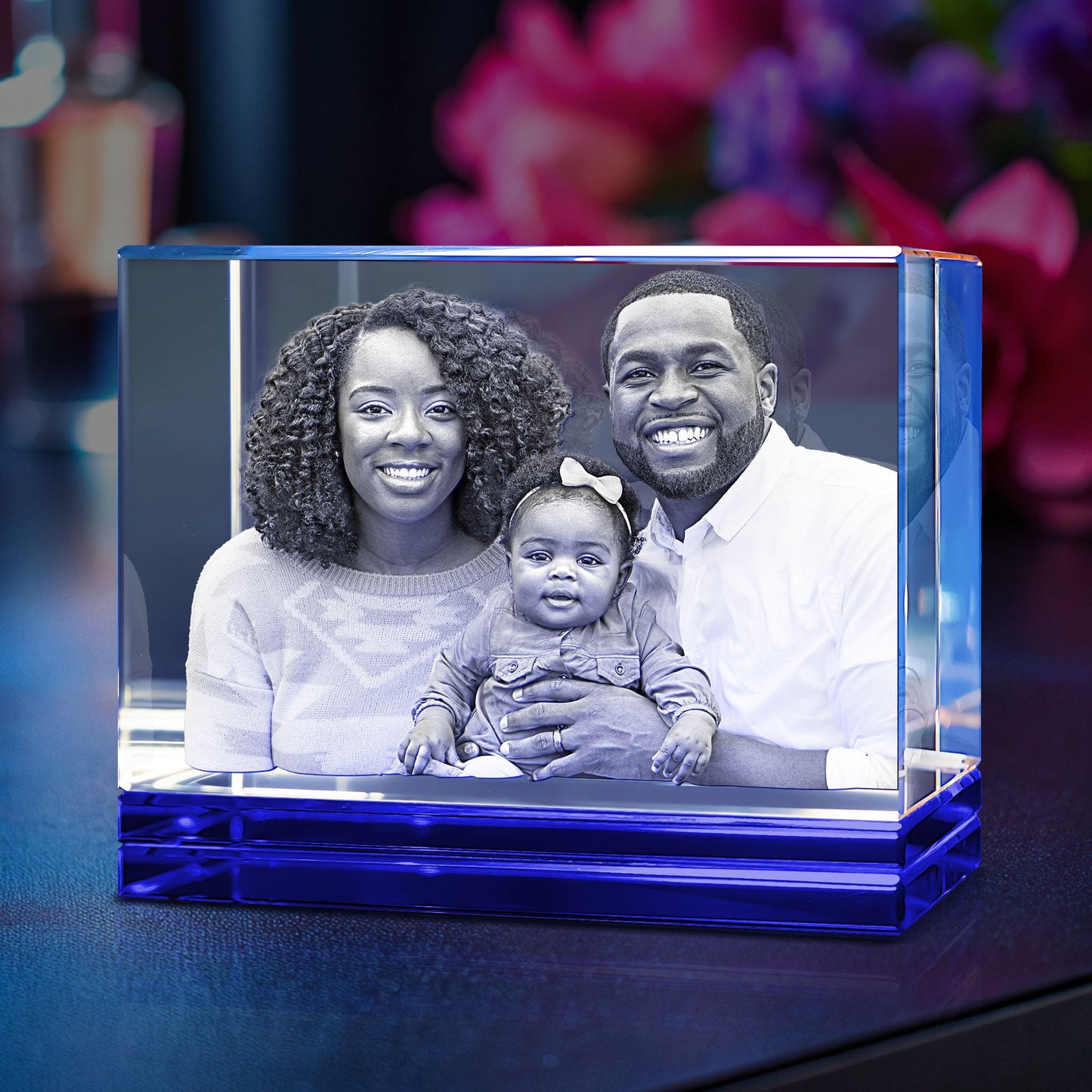 Blue Skirt Keepsake 3D Portrait or Landscape - 3D Custom Engrave - Mother's Day, Valentine's Day, Father's Day, Birthday, Anniversary