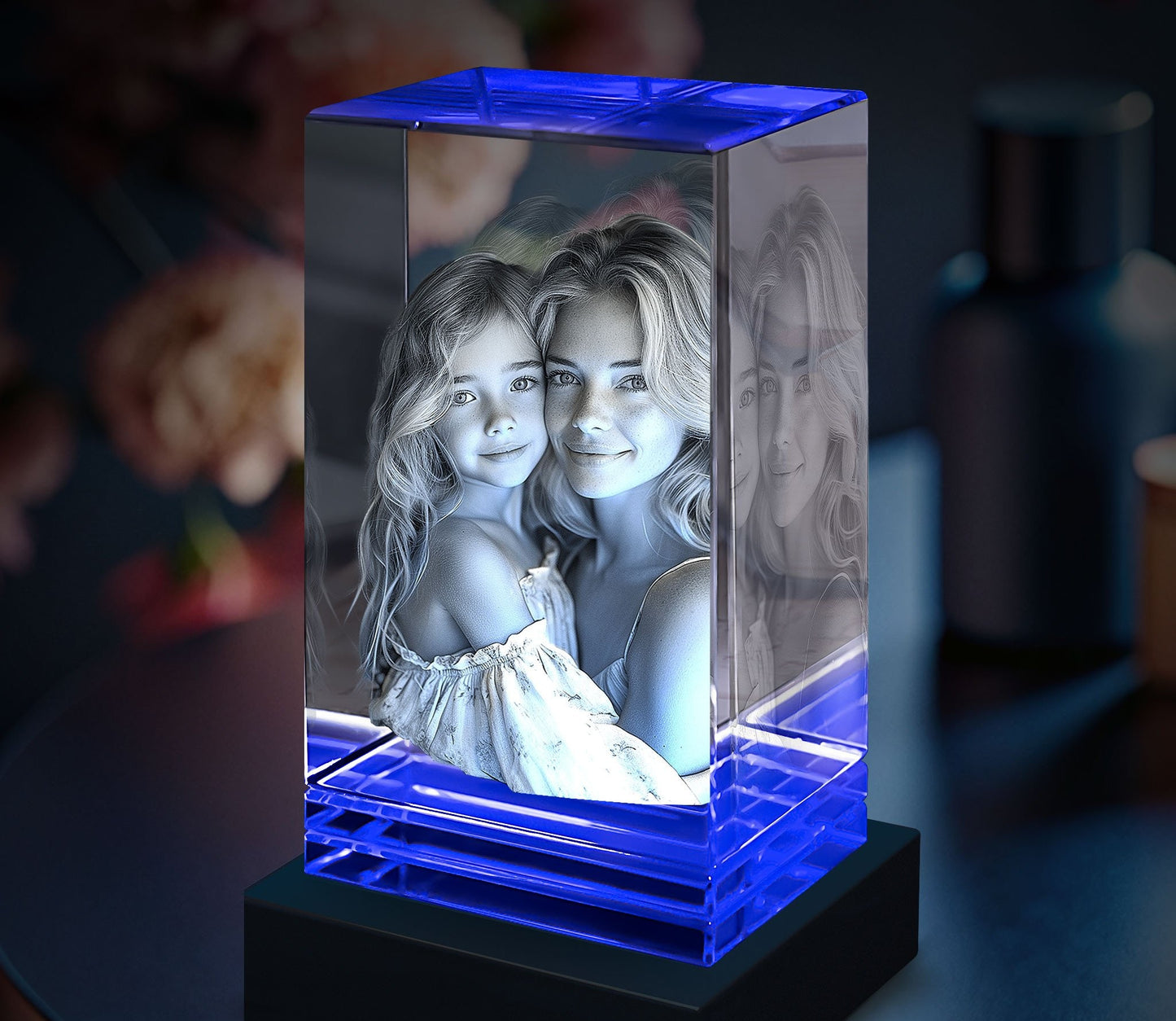 Blue Skirt Keepsake 3D Portrait or Landscape - 3D Custom Engrave - Mother's Day, Valentine's Day, Father's Day, Birthday, Anniversary