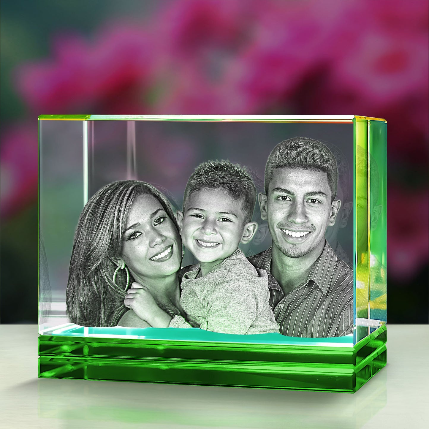 Green Skirt Keepsake 3D Portrait or Landscape - 3D Custom Engrave - Mother's Day, Valentine's Day, Father's Day, Birthday, Anniversary