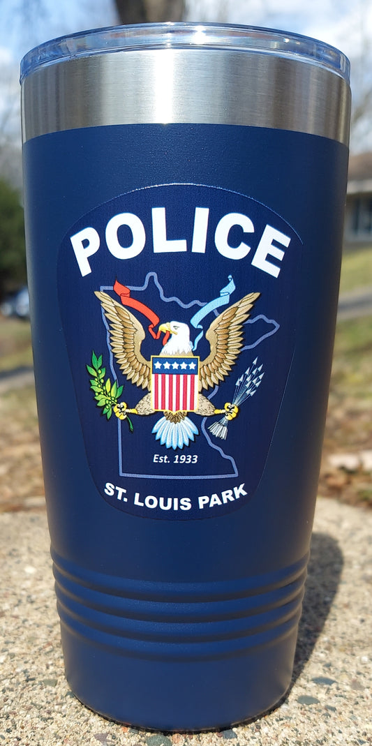high resolution full color police patch printed tumbler