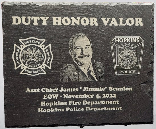 Custom Firefighter designed laser engraved slate 12x10 memorial plaque - Firefighter, Fireman, Fire Maltese, Memorial Plaque