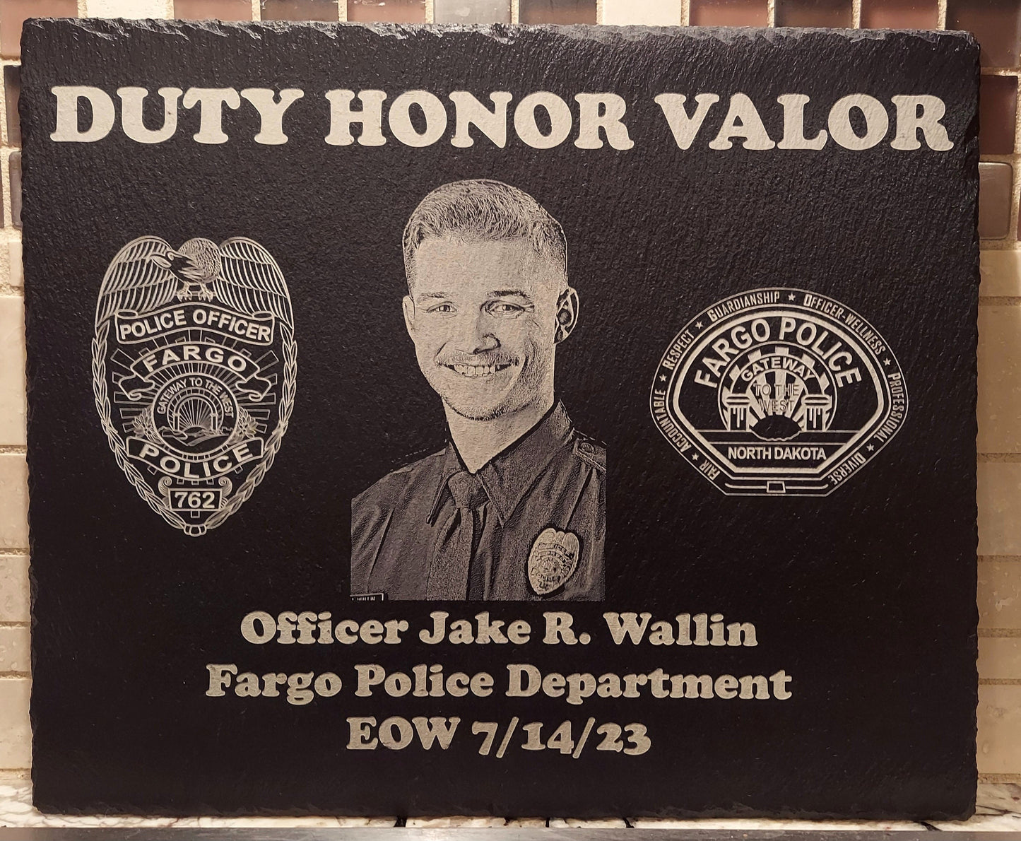Custom Police Officer designed laser engraved slate 12x10 memorial plaque - Law Enforcement Memorial Plaque, Sheriff Deputy, Police, EOW
