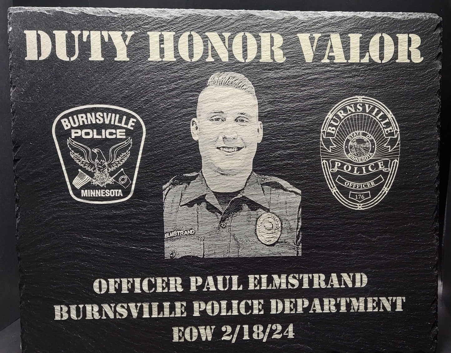 Custom Police Officer designed laser engraved slate 12x10 memorial plaque - Law Enforcement Memorial Plaque, Sheriff Deputy, Police, EOW