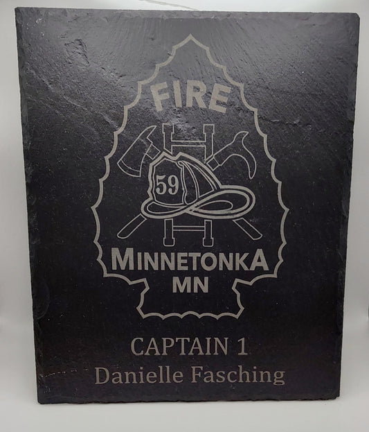Custom Firefighter laser engraved slate 8x 10 or 12x10 plaque - Firefighter, Fireman, Fire Department, Fire Maltese, Firefighter Badge