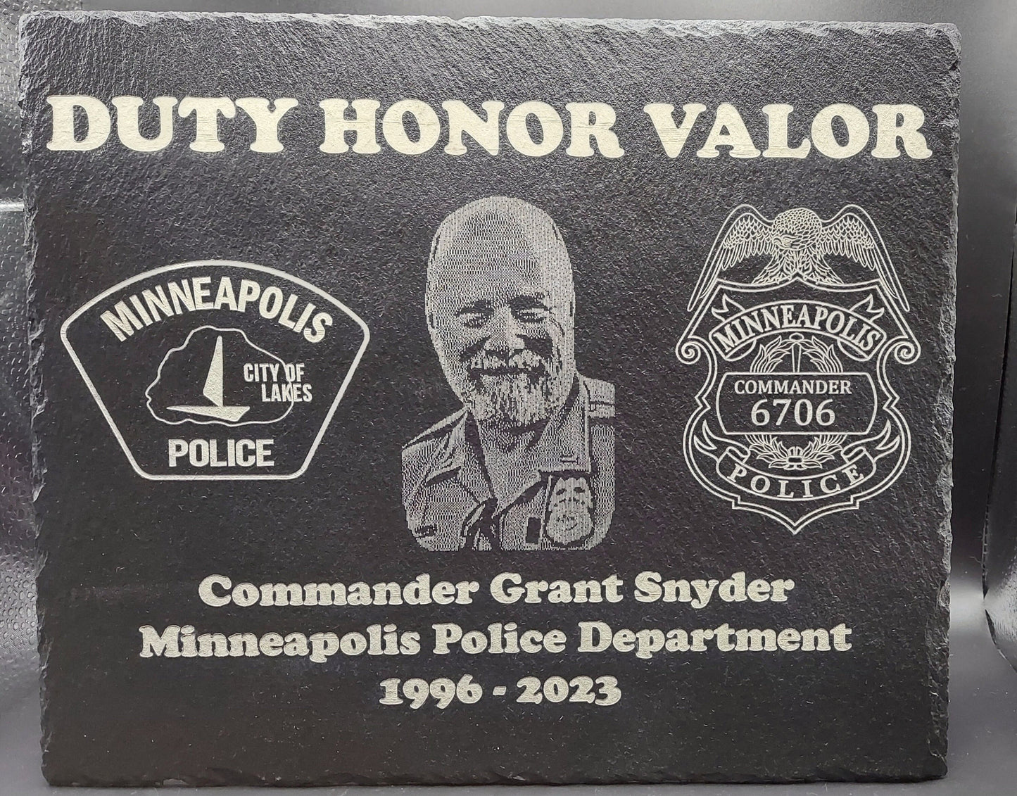 Custom Police Officer or K9 designed laser engraved slate 12x10 retirement plaque - Law Enforcement Retirement, Sheriff Deputy, Trooper