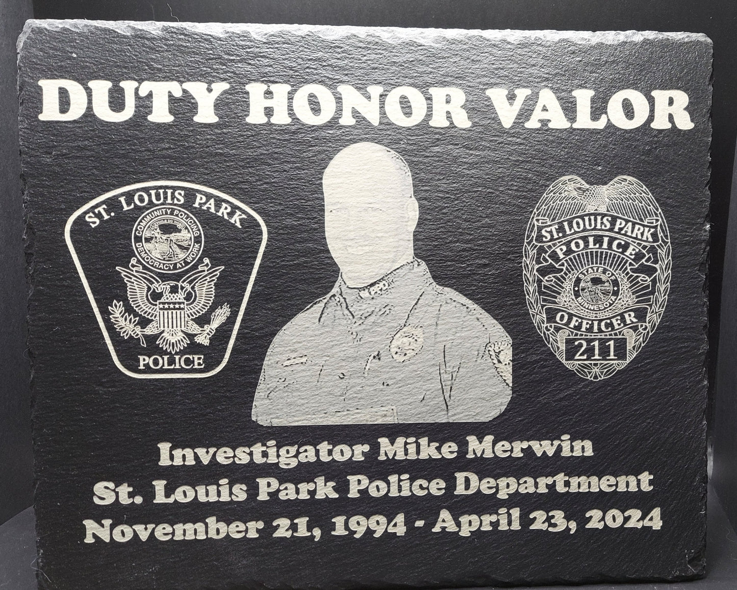 Custom Police Officer or K9 designed laser engraved slate 12x10 retirement plaque - Law Enforcement Retirement, Sheriff Deputy, Trooper