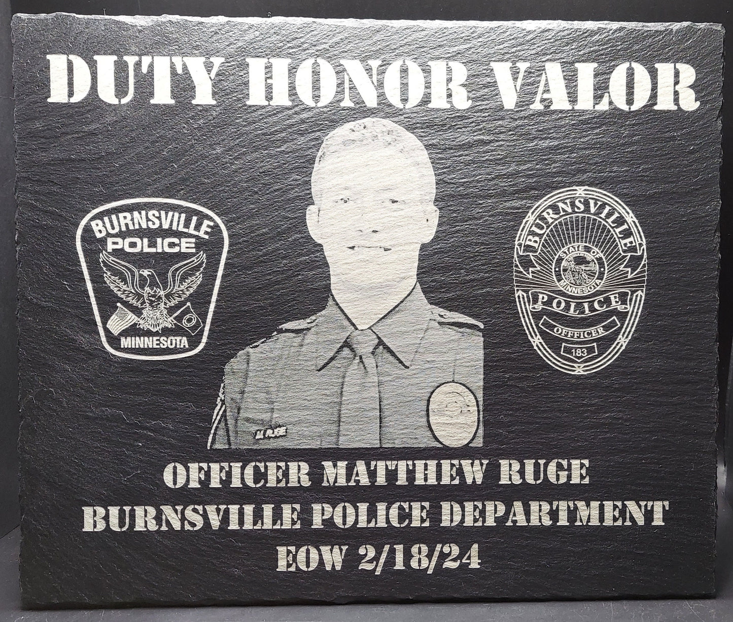 Custom Police Officer designed laser engraved slate 12x10 memorial plaque - Law Enforcement Memorial Plaque, Sheriff Deputy, Police, EOW