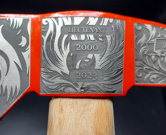 Custom laser engraved fireman's axe - deep engraved - Fireman, Firefighter, Fire Maltese, Fire Department Patch, Retirement Ax, Hatchet