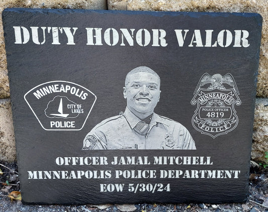 Custom Police Officer designed laser engraved slate 12x10 memorial plaque - Law Enforcement Memorial Plaque, Sheriff Deputy, Police, EOW