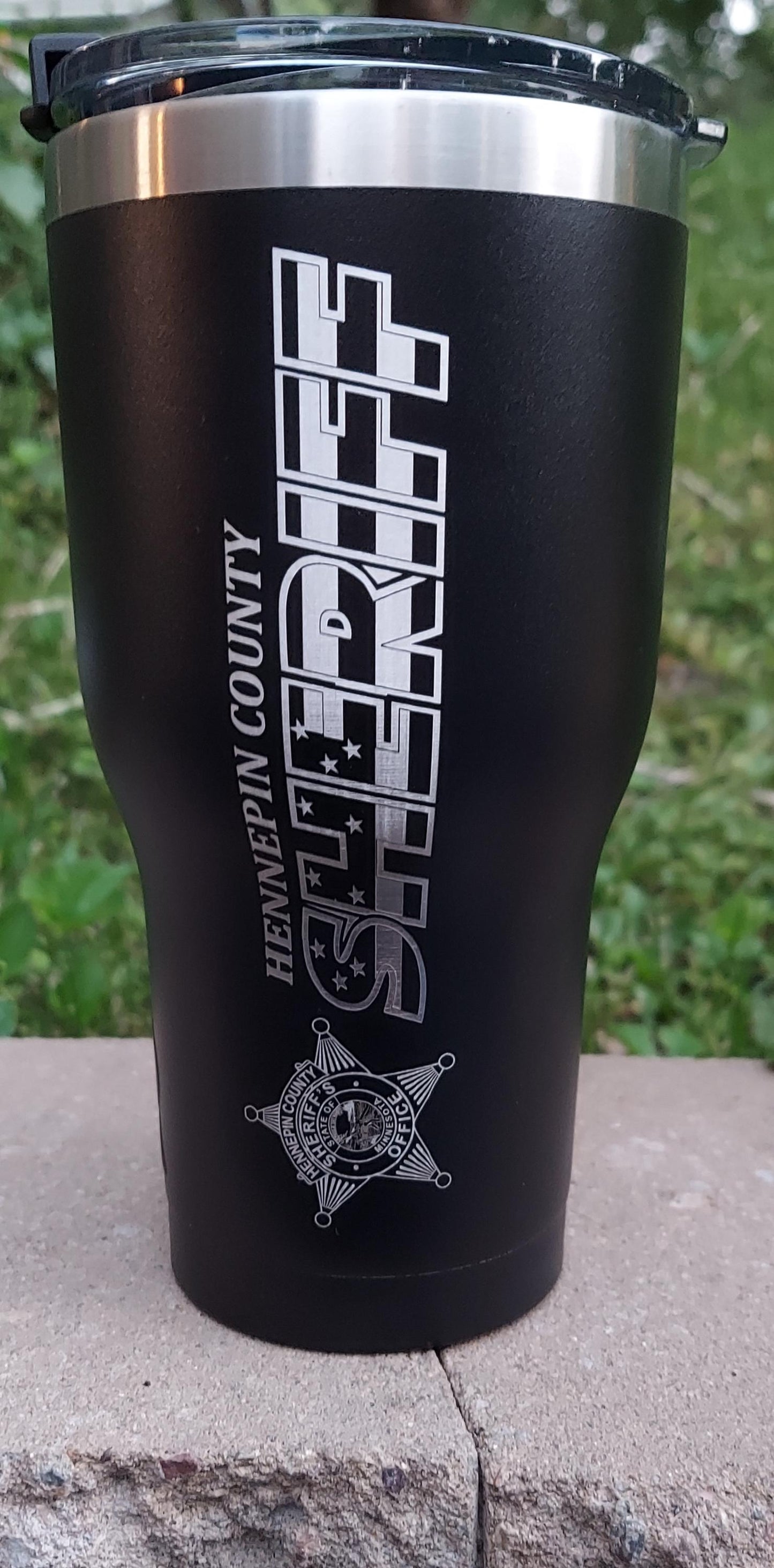 Custom Police Officer Law Enforcement laser engraved tumbler - Deputy, Sheriff 20 oz or 30 oz, RTIC brand with lid