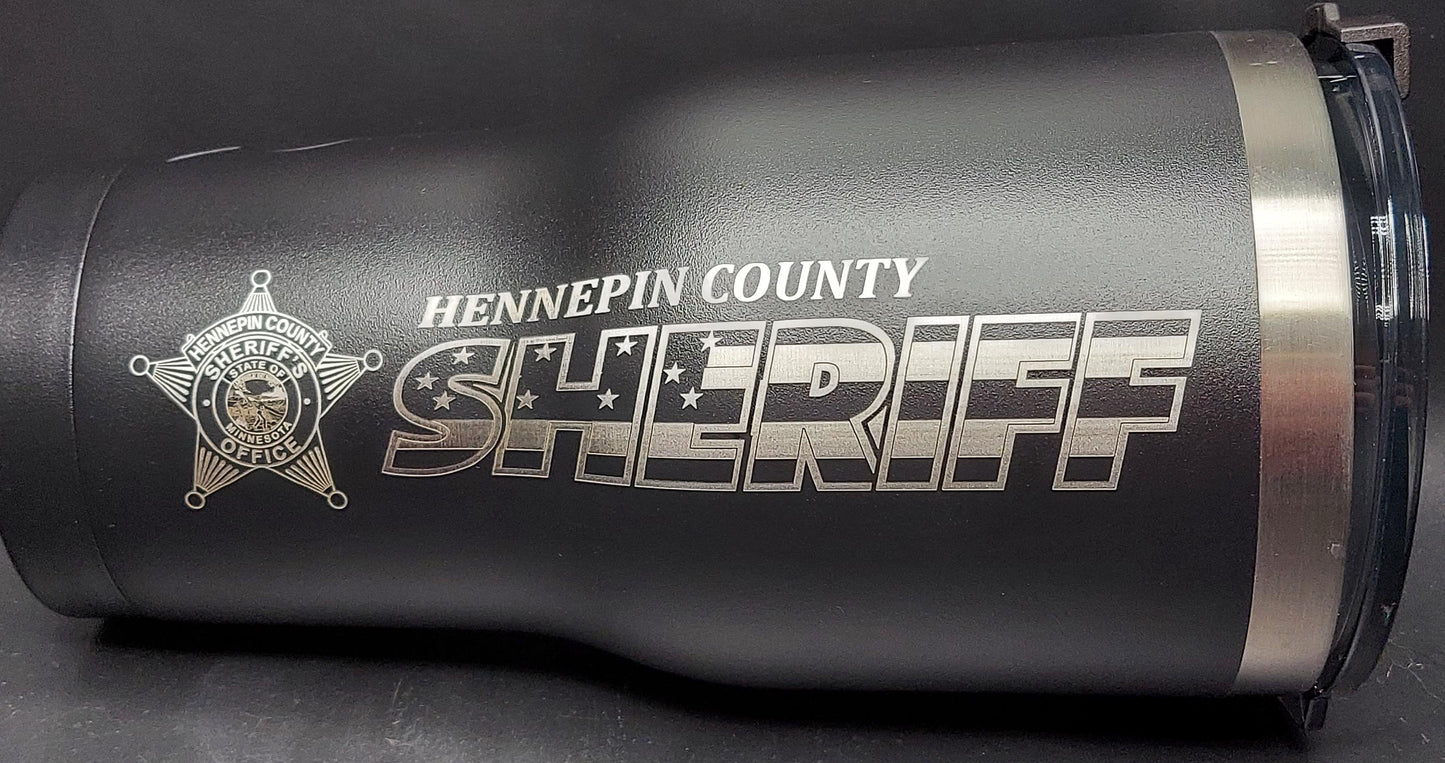 Custom Police Officer Law Enforcement laser engraved tumbler - Deputy, Sheriff 20 oz or 30 oz, RTIC brand with lid