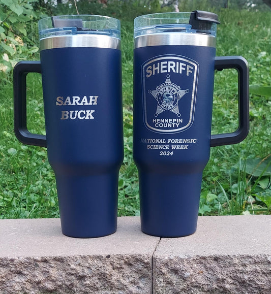 Custom Police Officer Law Enforcement laser engraved tumbler - Police, Trooper, Officer, Deputy, Sheriff 40 oz, Intrepid brand w/ lid straw