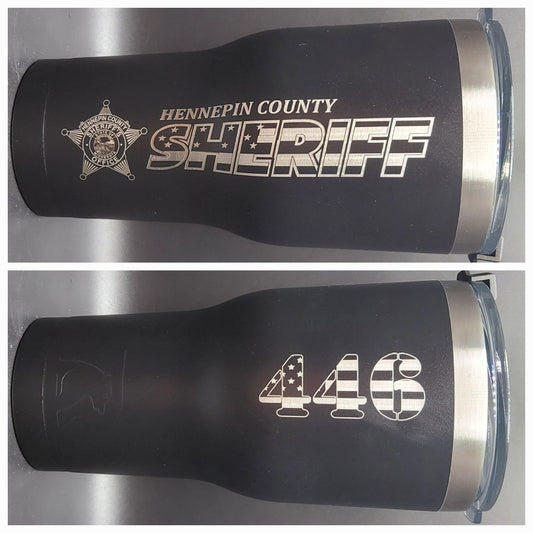 Custom Police Officer Law Enforcement laser engraved tumbler - Deputy, Sheriff 20 oz or 30 oz, RTIC brand with lid