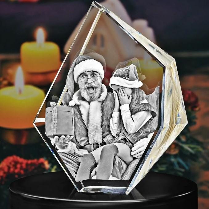 3D Crystal Photo Prestige Engraved - Mother's Day, Father's Day, Memorial, Anniversary, Birthday, Mom, Dad, Wife, Husband, Pet 3D Picture