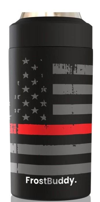 Frost Buddy Universal Buddy 2.0 Can Cooler - Red Line Flag, Firefighter, Fireman, Fire, Fire Department, Badge, Patch, Fire Maltese
