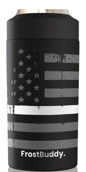 Frost Buddy Universal Buddy 2.0 Can Cooler - White Line Flag, EMS, EMT, Paramedic, Emergency Medical Services, Ambulance, First Responder
