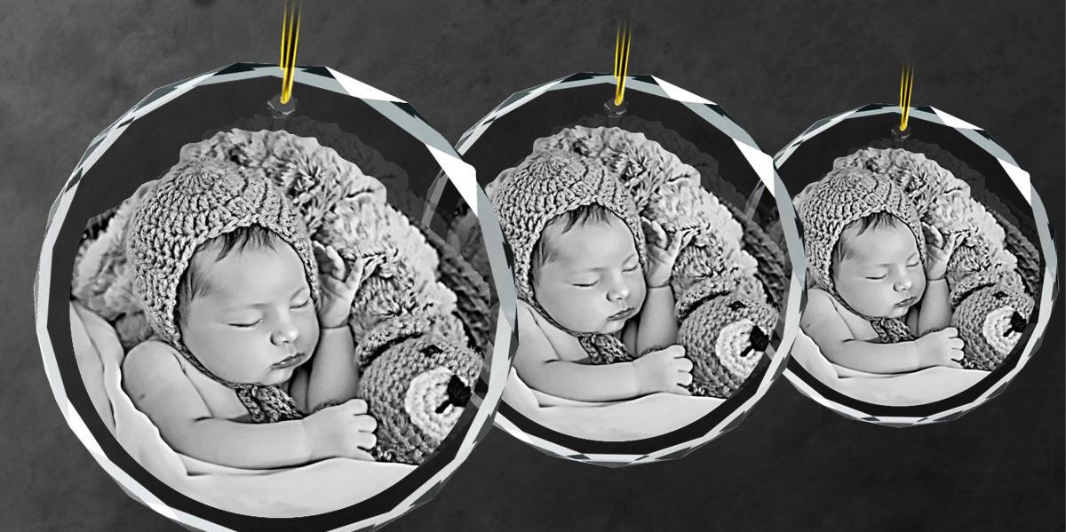 2D Photo Crystal Ornament Engraved with your photo Personalized Gift, Mother's Day, Father's Day, Valentine's, Mom, Dad, Pet, Christmas