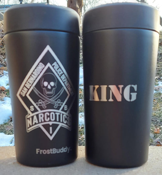 Custom Engraved Frost Buddy Universal Buddy 2.0 Can Cooler - Police Officer, Law Enforcement, Sheriff, Trooper, Badge, Patch,