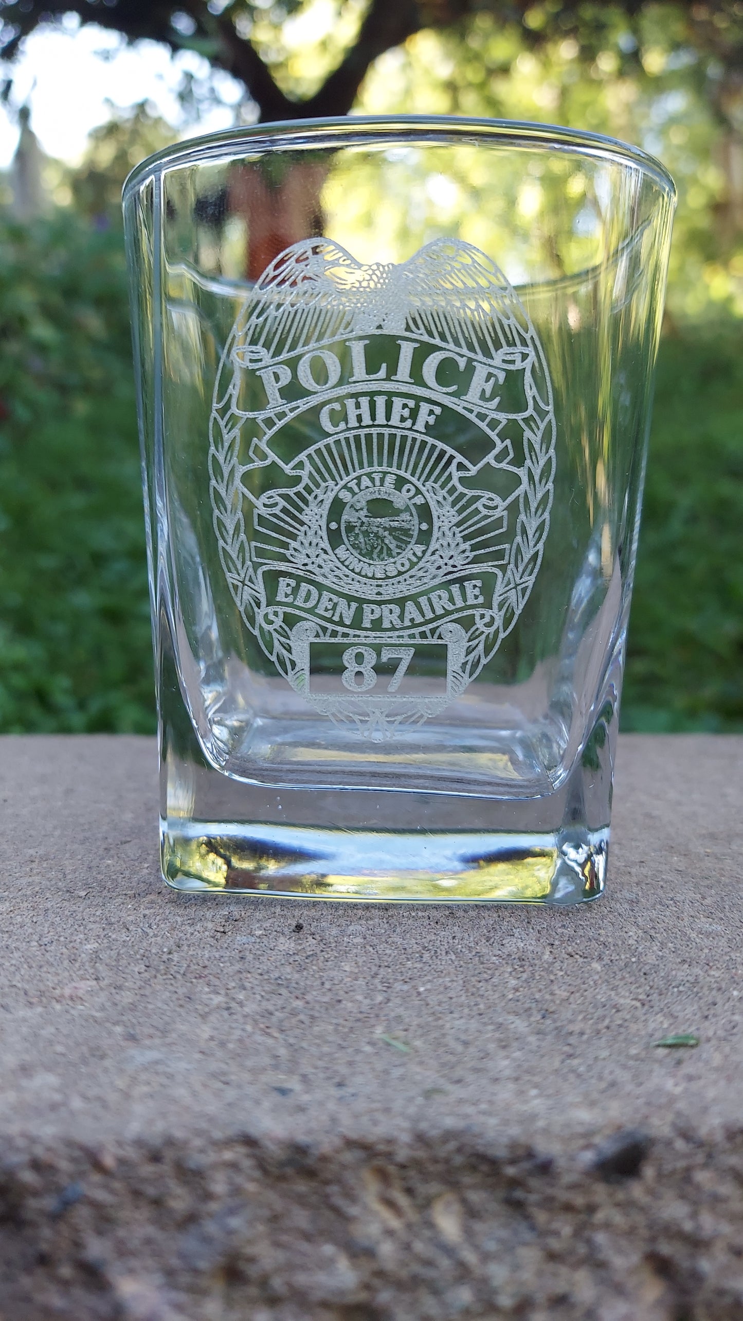 Custom Police Officer Law Enforcement laser engraved whiskey glasses / low balls - set of 4 - Police, Trooper, Officer, Deputy, Sheriff