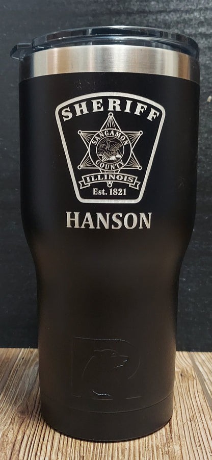 Custom Police Officer Law Enforcement laser engraved tumbler - Police, Trooper, Officer, Deputy, Sheriff 20 oz or 30 oz, RTIC brand with lid