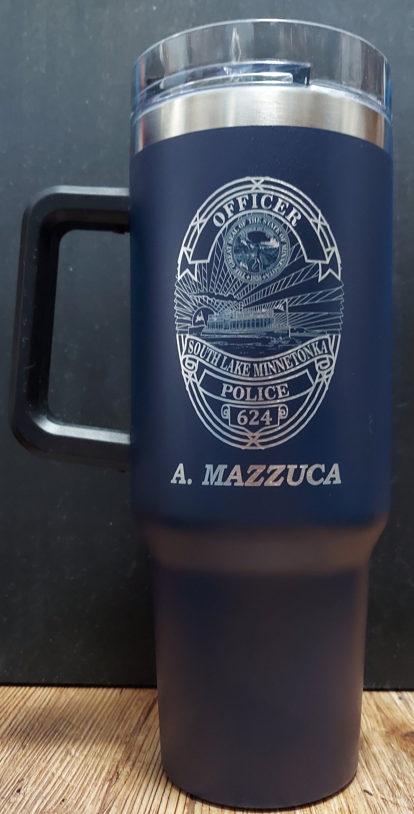 Custom Police Officer Law Enforcement laser engraved tumbler - Police, Trooper, Officer, Deputy, Sheriff 40 oz, Intrepid brand w/ lid straw