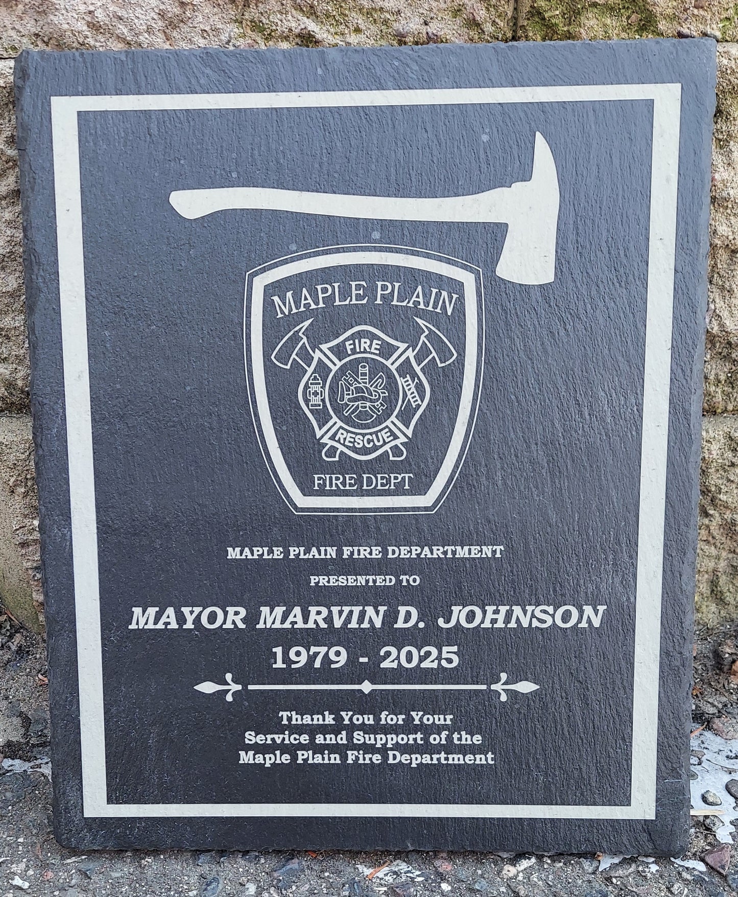 Custom Firefighter laser engraved slate 8x 10 or 12x10 plaque - Firefighter, Fireman, Fire Department, Fire Maltese, Firefighter Badge