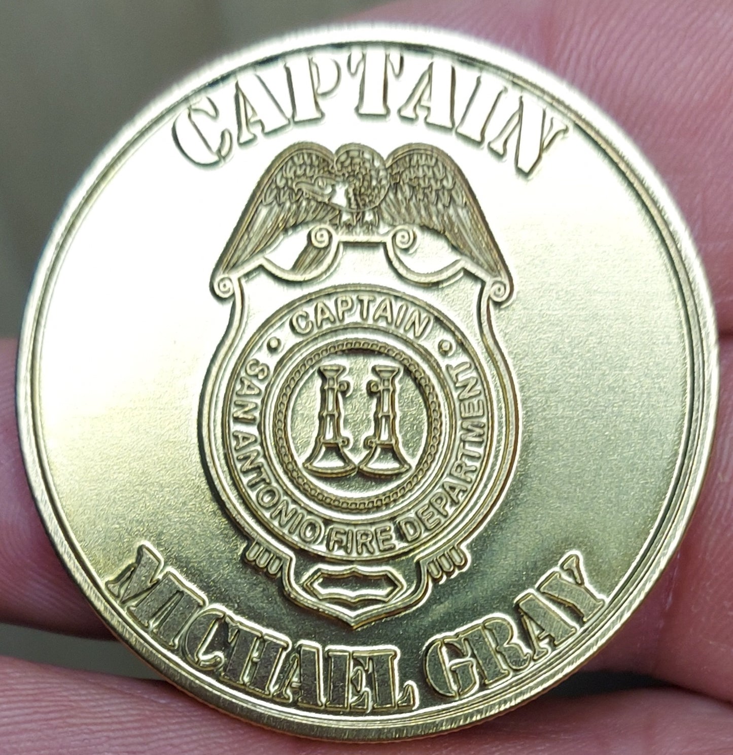 Custom laser engraved brass / stainless steel challenge coin - Firefighter, Fire Maltese, Fire Department, Fireman, Retirement, Deep Engrave