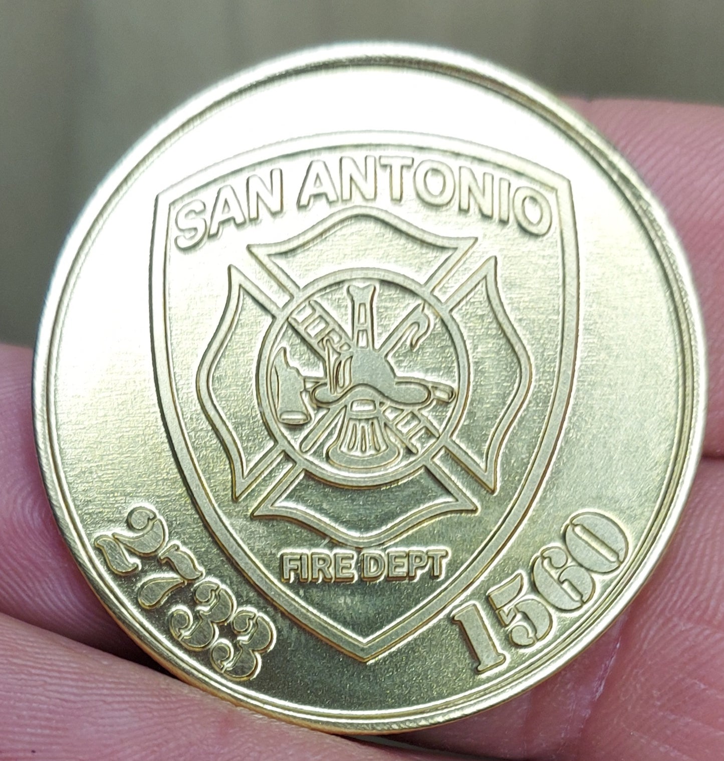 Custom laser engraved brass / stainless steel challenge coin - Firefighter, Fire Maltese, Fire Department, Fireman, Retirement, Deep Engrave